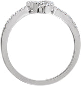 14K Gold Round Natural Diamond Knot Ring II - White Gold - view 2