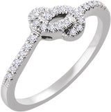14K Gold Round Natural Diamond Knot Ring II - White Gold
