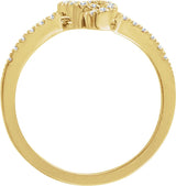 14K Gold Round Natural Diamond Knot Ring II - Yellow Gold - view 2
