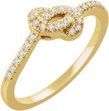 14K Gold Round Natural Diamond Knot Ring II - Yellow Gold