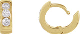14K Gold Round Lab-Grown Diamond Hinged Hoop Earrings - Yellow Gold - view 3