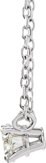 Platinum Oval Natural Diamond Solitaire Necklace - view 2