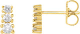 14K Gold Round Natural Diamond Graduated Three-Stone Earrings - Yellow Gold