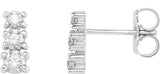 14K Gold Round Natural Diamond Graduated Three-Stone Earrings - White Gold