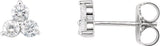 14K Gold Round Natural Diamond Three-Stone Cluster Earrings - White Gold