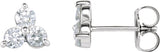 14K Gold Round Natural Diamond Three-Stone Cluster Earrings - White Gold