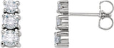 14K Gold Round Natural Diamond Graduated Three-Stone Earrings - White Gold