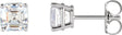 14K Gold Natural Diamond Asscher 4-Prong Stud Earrings – 3/8 CTW - White Gold