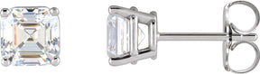 Platinum Lab-Grown Diamond Asscher 4-Prong Stud Earrings – 3/8 CTW