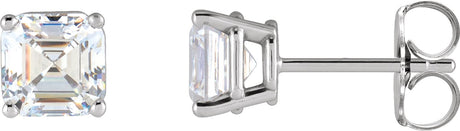 Platinum Lab-Grown Diamond Asscher 4-Prong Stud Earrings – 3/8 CTW
