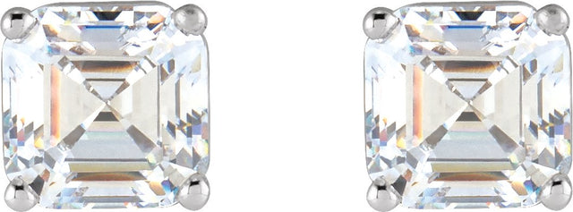 14K Gold Lab-Grown Diamond Asscher 4-Prong Stud Earrings – 3/8 CTW - White Gold - view 2