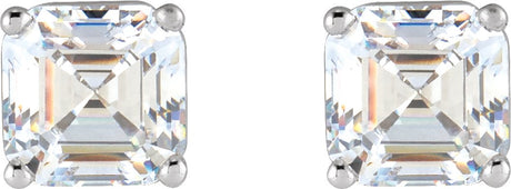 Platinum Natural Diamond Asscher 4-Prong Stud Earrings – 3/8 CTW - view 2