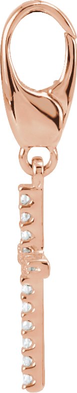 14K Gold Round Natural Diamond Petite Cross Pendant - Rose Gold - view 2