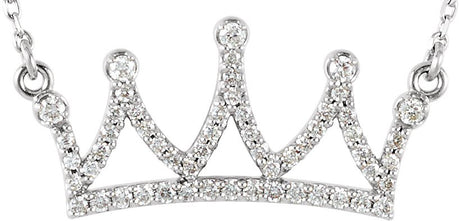 14K Gold Crown Necklace - White Gold