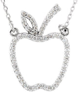 14K Gold Apple Necklace - White Gold
