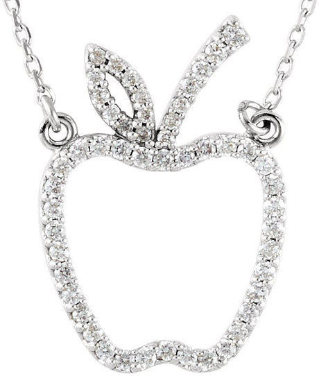 14K Gold Apple Necklace - White Gold
