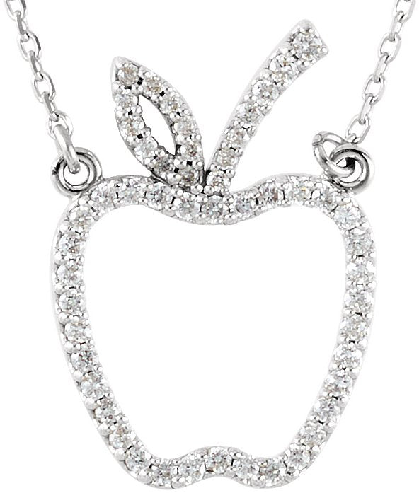 14K Gold Apple Necklace - White Gold