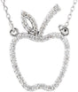 14K Gold Apple Necklace - White Gold