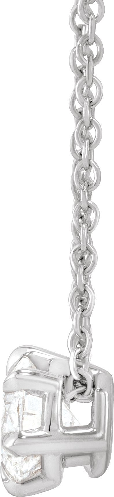 14K Gold Round Lab-Grown Diamond Solitaire Necklace or Slide Pendant - White Gold - view 2