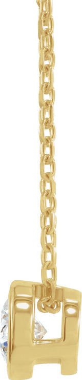 14K Gold Round Lab-Grown Diamond Solitaire Bezel-Set Necklace - Rose Gold - view 3