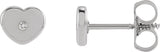 14K Gold Round Natural Diamond Youth Heart Earrings - White Gold