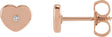14K Gold Round Natural Diamond Youth Heart Earrings - Rose Gold