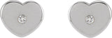 14K Gold Round Natural Diamond Youth Heart Earrings - White Gold - view 2