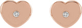 14K Gold Round Natural Diamond Youth Heart Earrings - Rose Gold - view 2