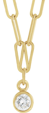 14K Gold Marquise Natural Diamond Micro Bezel-Set Necklace - Yellow Gold