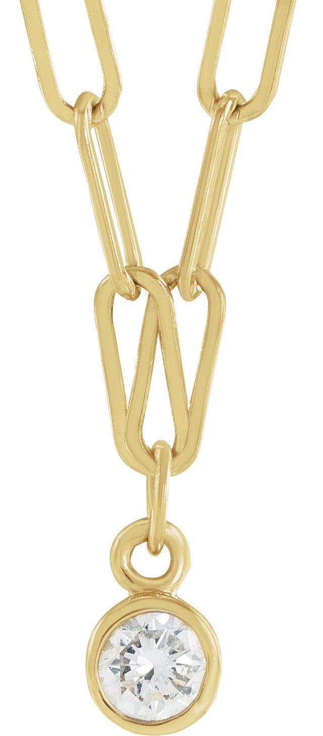 14K Gold Marquise Natural Diamond Micro Bezel-Set Necklace - Yellow Gold