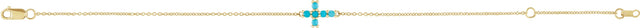 14K Gold Round Natural Turquoise Sideways Cross Bracelet - Yellow Gold - view 2
