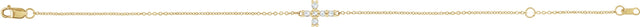 14K Gold Round Natural Diamond Sideways Cross Bracelet – 2mm Stones - Yellow Gold - view 2