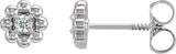 Platinum Round Natural Diamond Petite Flower Earrings