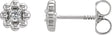 Platinum Round Natural White Sapphire Petite Flower Earrings