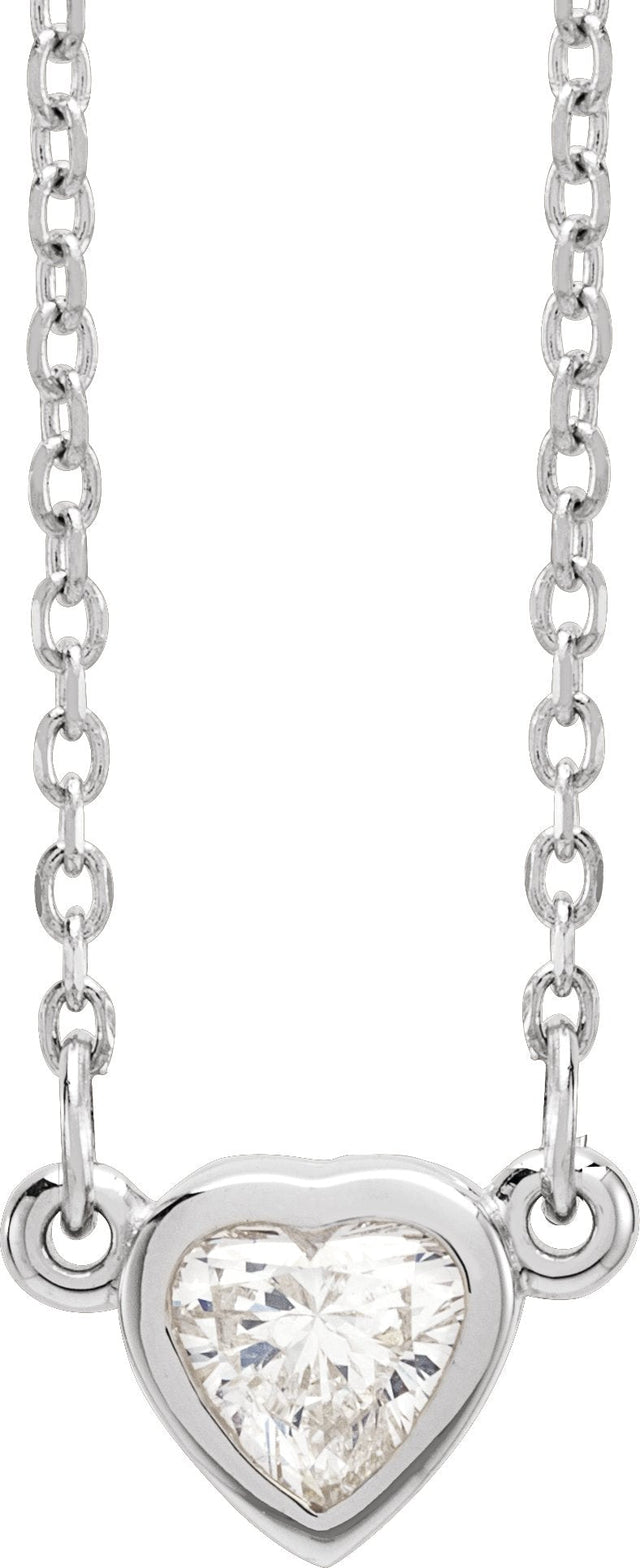 Platinum Natural Diamond Heart Necklace