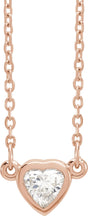 14K Gold Natural Diamond Heart Necklace - Rose Gold