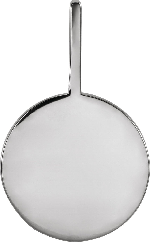 Platinum Round Natural Diamond Engraved Paw Print Pendant - view 3