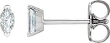 Platinum Marquise Natural Diamond Solitaire V-Prong Stud Earrings