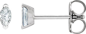 Platinum Marquise Natural Diamond Solitaire V-Prong Stud Earrings