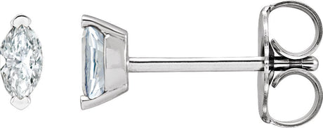 Platinum Marquise Natural Diamond Solitaire V-Prong Stud Earrings