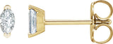 14K Gold Marquise Natural Diamond Solitaire V-Prong Stud Earrings - Yellow Gold