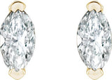 14K Gold Marquise Natural Diamond Solitaire V-Prong Stud Earrings - Yellow Gold - view 2