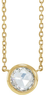 14K Gold Round Natural Diamond Rose-Cut Bezel-Set Necklace - Yellow Gold