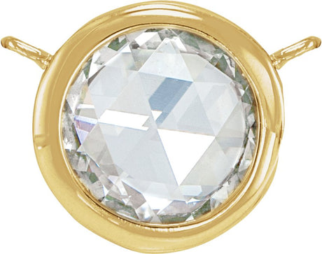 14K Gold Round Natural Diamond Rose-Cut Bezel-Set Necklace - Yellow Gold