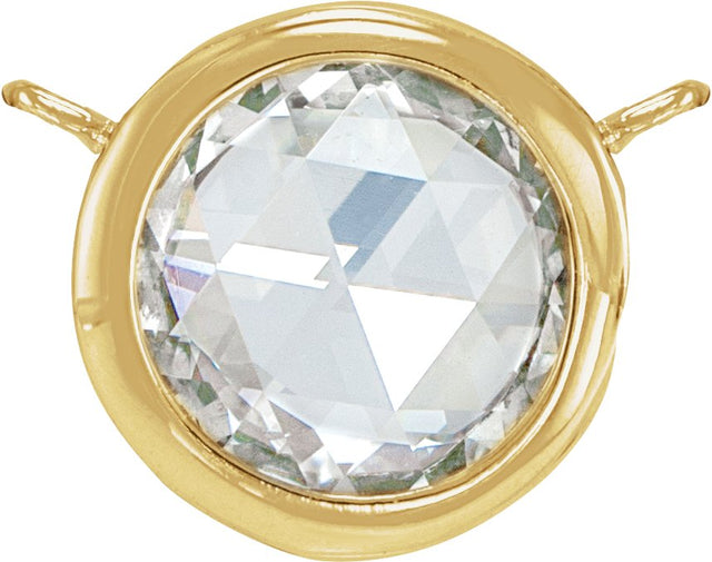 14K Gold Round Natural Diamond Rose-Cut Bezel-Set Necklace - Yellow Gold