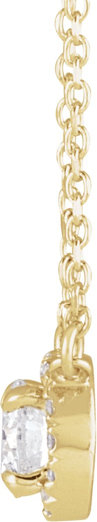14K Gold Round Natural Diamond French-Set Halo-Style Necklace - Yellow Gold - view 2