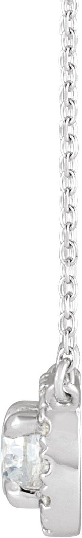 14K Gold Round Natural Diamond French-Set Halo-Style Necklace - White Gold - view 2