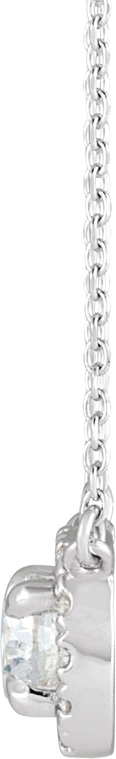 14K Gold Round Natural Diamond French-Set Halo-Style Necklace - White Gold - view 2