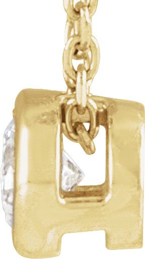 14K Gold Round Natural Diamond Solitaire Bezel-Set Necklace - Yellow Gold - view 2