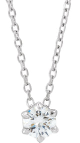 14K Gold Round Lab-Grown Diamond Solitaire Necklace or Slide Pendant - White Gold